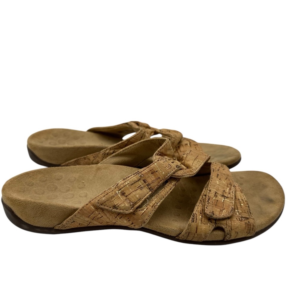 Vionic Camila Cork Z Slide Adjustable Strap Gold Metallic size 7